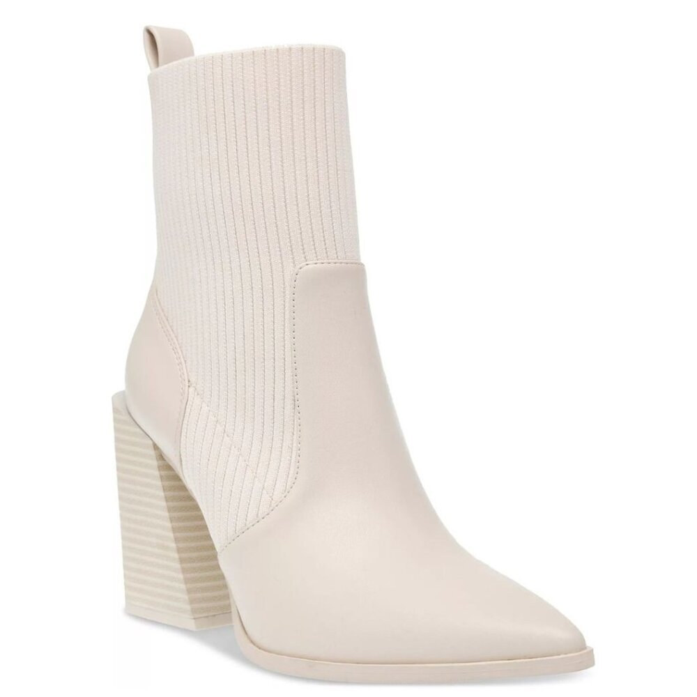 80$ Wild Pair Trinityy Pointed-Toe Pull-On Knit Dress Booties Size 7.5 US Ivory